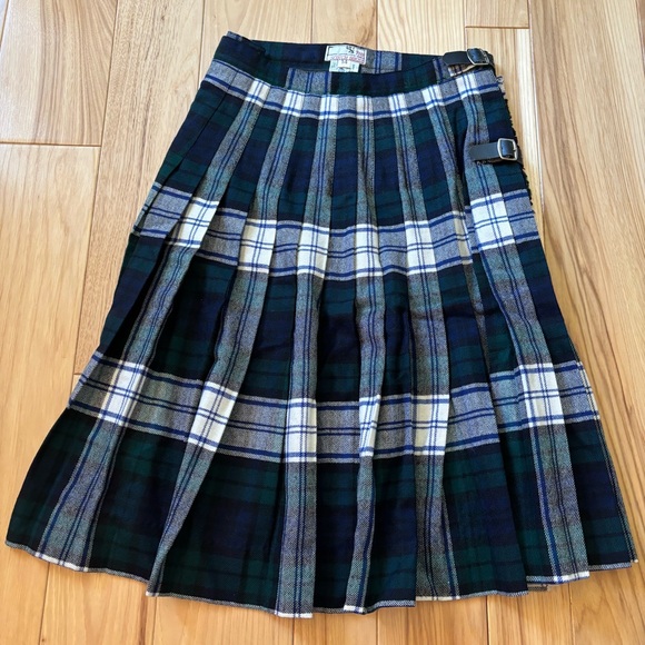 Vintage Dresses & Skirts - Vintage The Scotch House Wool Plaid Pleated Buckle Accent Wrap Style Skirt